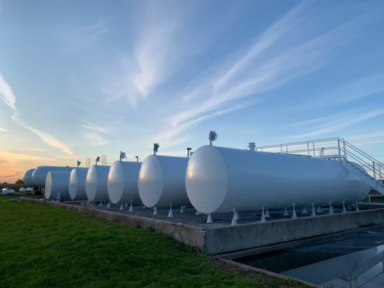 painted industrial storage tanks