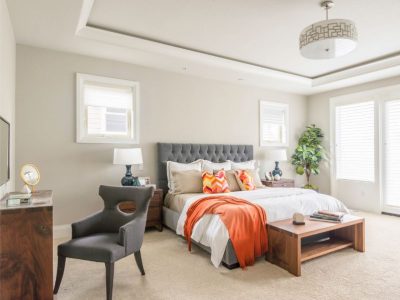 pale painted bedroom