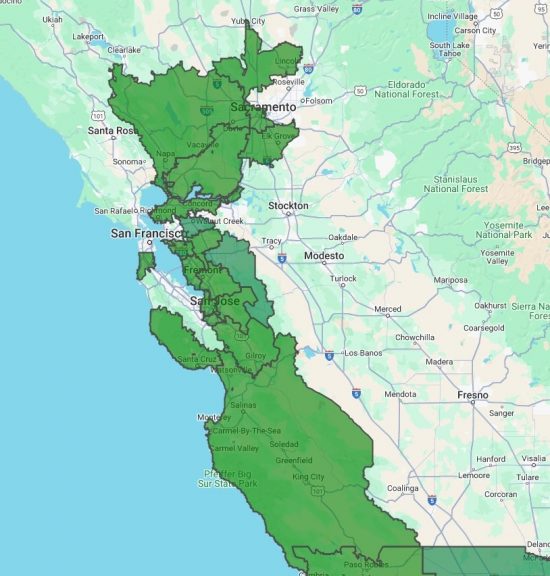 bay area franchise for sale - map of area