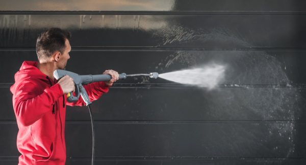 washing a garage door