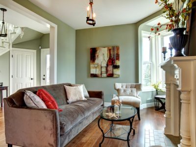 Green painted living room