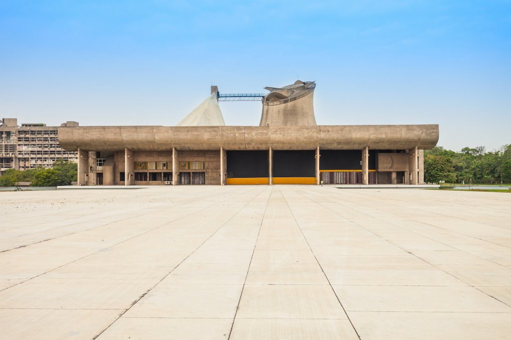 Modernist concrete Capitol Complex, Chandigarh, India, designed by Le Corbusier