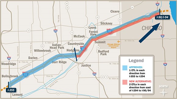 I-55 managed lanes xpansion map