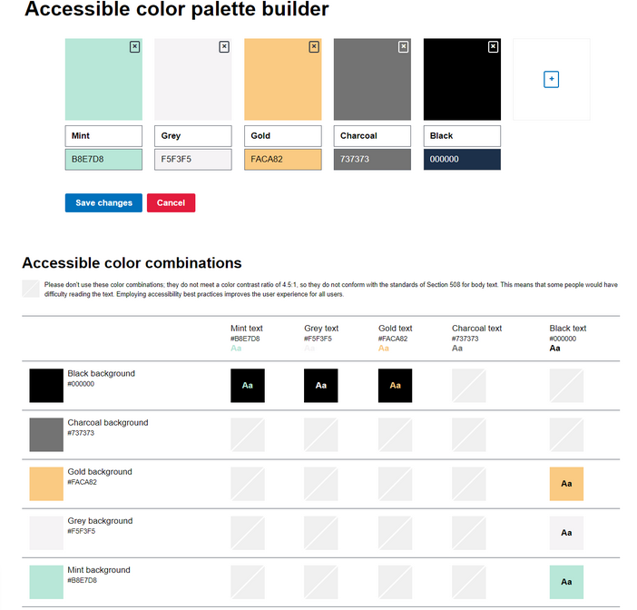 Color palette tool for accessibility