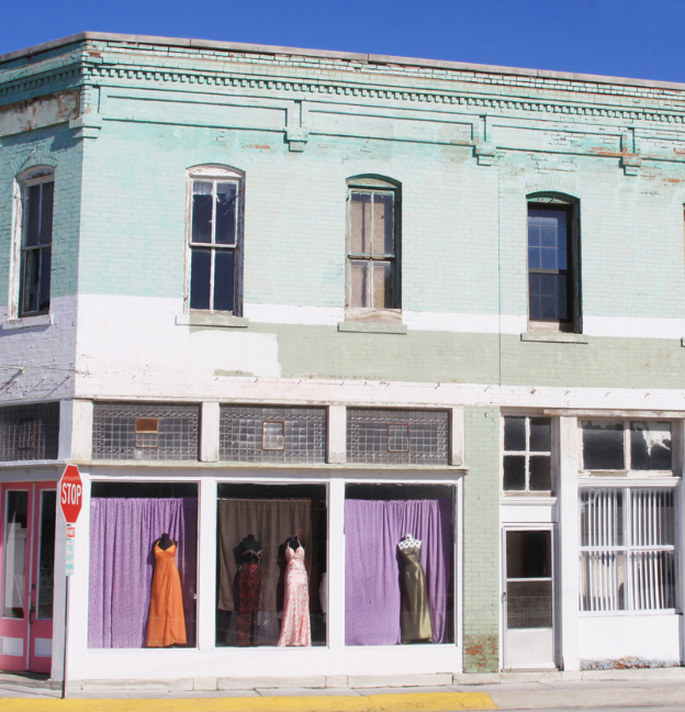 old commercial building with visible deterioration