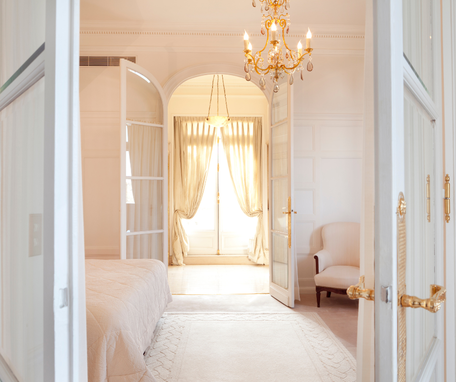 master bedroom and bathroom